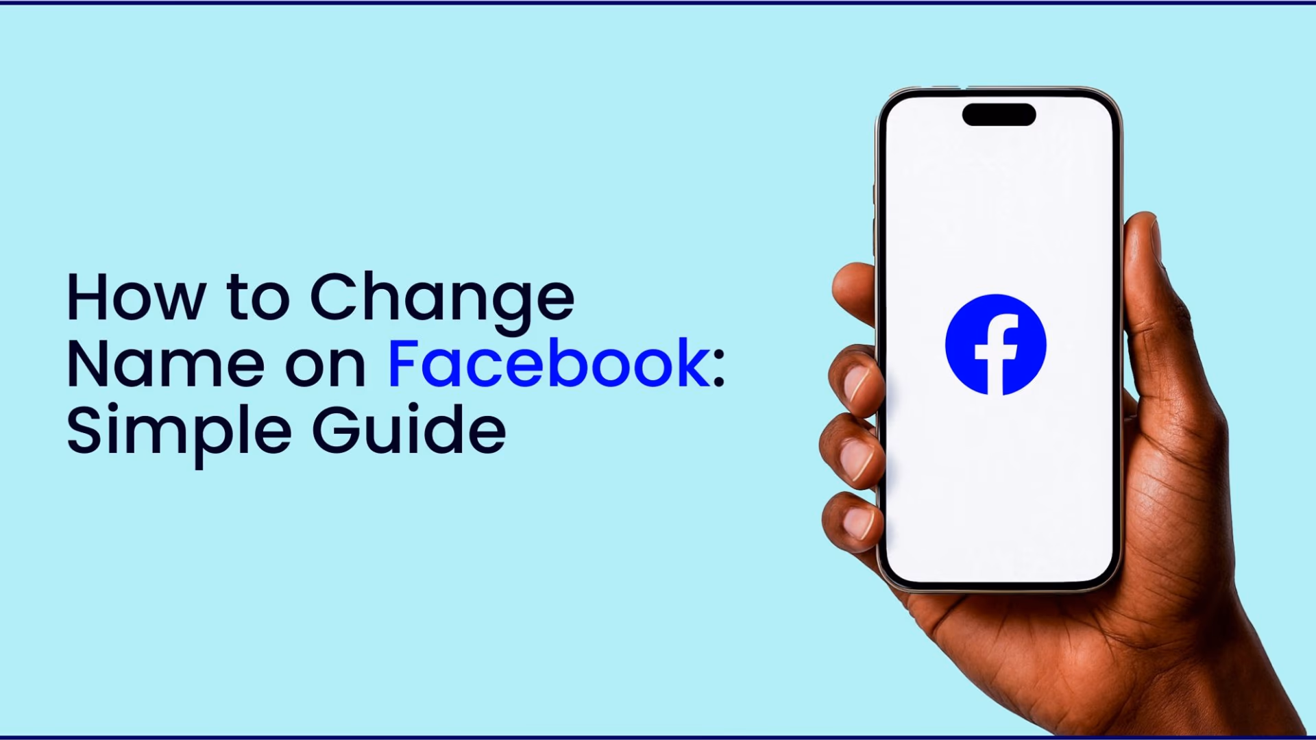 A hand holding a phone with the Facebook logo next to a guide title on a light blue background - Image by Badhalu